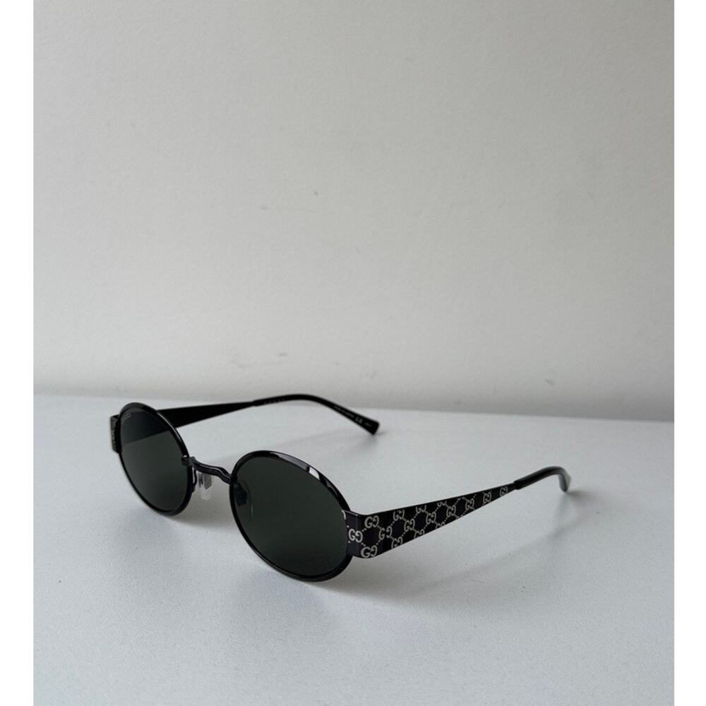 NEW Gucci GG1854S Black Metal Round Logo Sunglasses $610